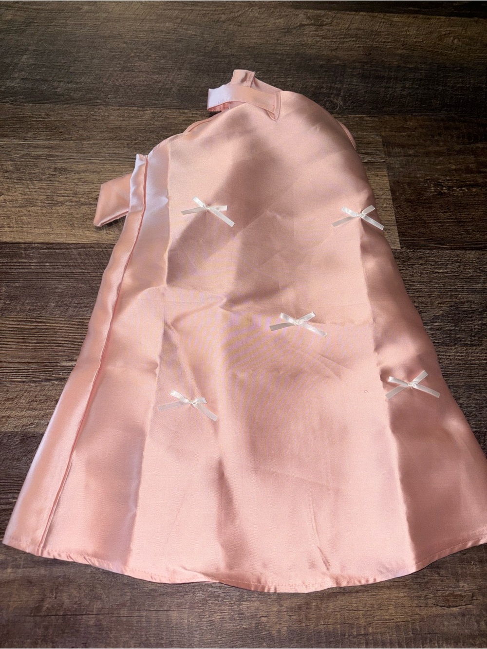 SHEIN Pink Satin dress with White Bow Details